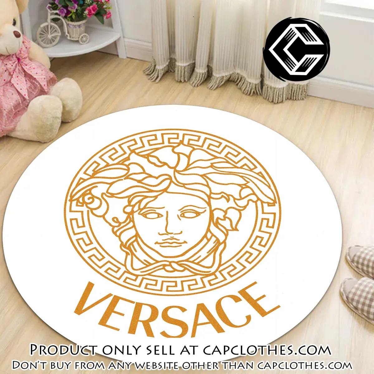 Versace medusa white luxury brand round rug carpet home decor cc5241396